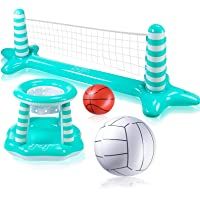 Joyjoz Inflable Voleibol Piscina Baloncesto Inflable Piscina Juguete Flotante Red de Voleibol para Piscina Baloncesto…